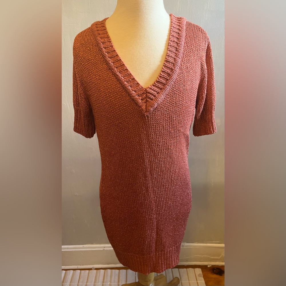 Vivienne Tam Sweater Dress Cable Knit Kimono Style Short Sleeve V-Neck Size XS